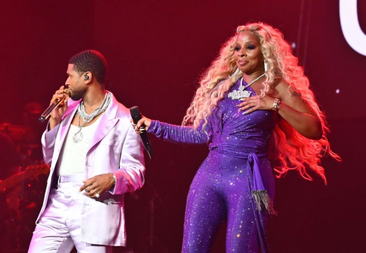 Mary J Blige and Usher at the Strength Of A Woman Festival State Farm Arena Concert