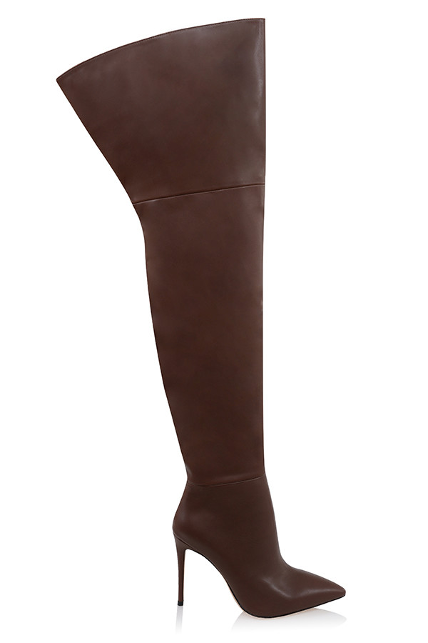 Brown thigh high boot for fall