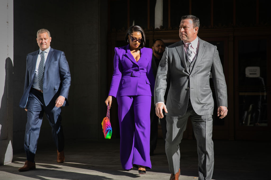 Megan Thee Stallion whose legal name is Megan Pete arrives at court to testify in the trial of Rapper Tory Lanez for allegedly shooting her