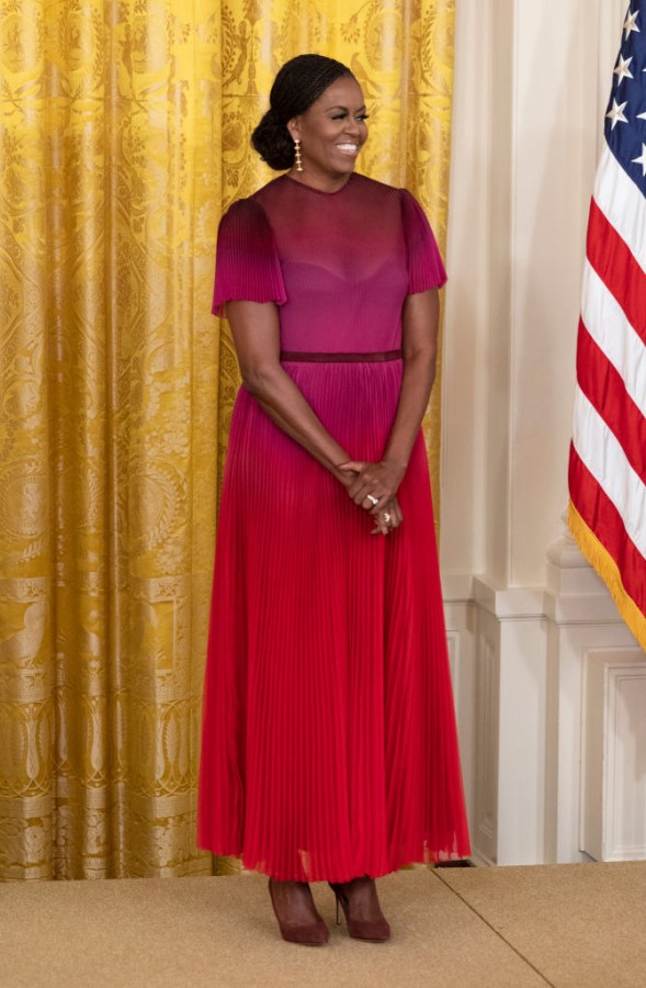 Barack And Michelle Obama Return To White House For Official Portrait Unveiling