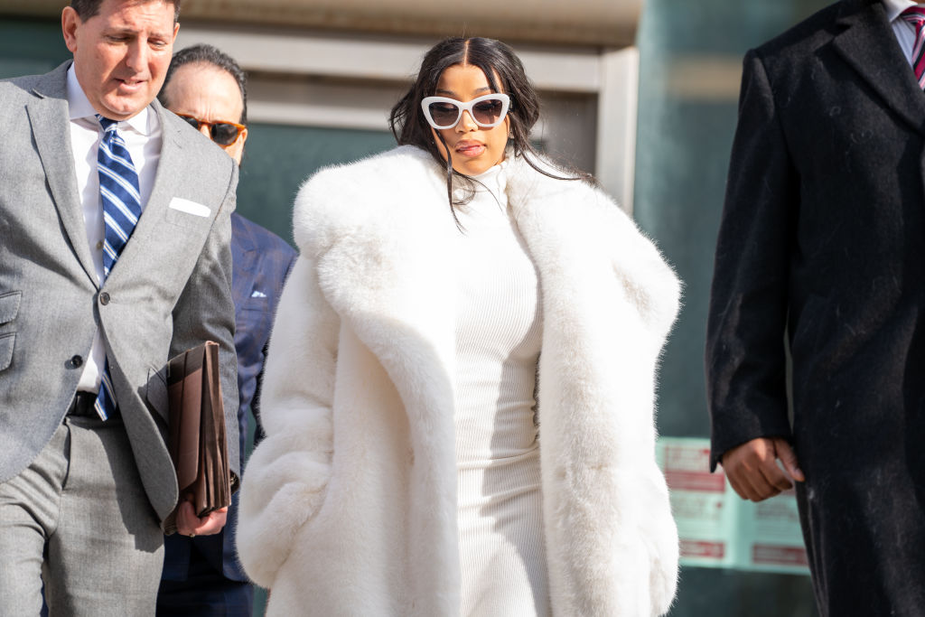 Cardi B Stuns In An All-White Ensemble For Her Court Appearance