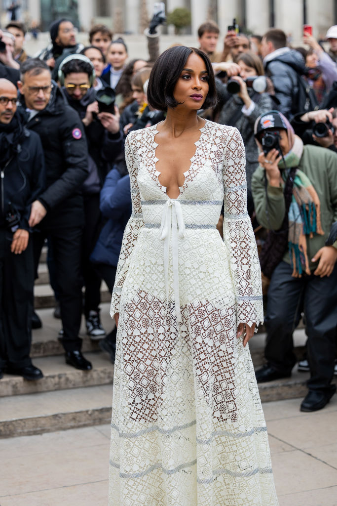 Ciara shows off her sensational figure in a sparkling sheer dress at Paris  Fashion Week