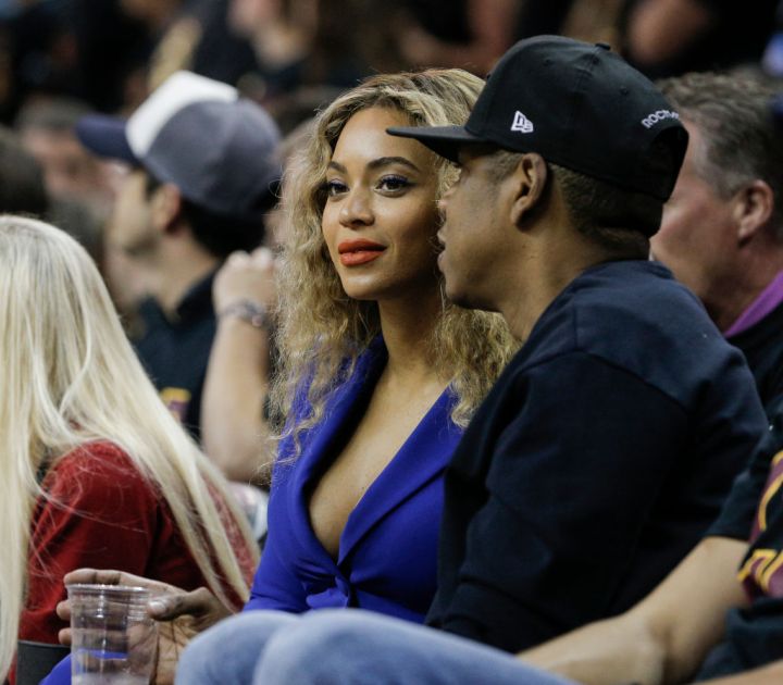 Beyonce and Jay-Z watch Game 6 of the NBA Finals at The Quicken Loans Arena on Thursday, June 16, 2016 in Cleveland, Ohio