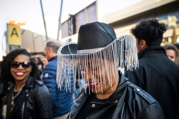Black and Silver Fringe Cowgirl Hat