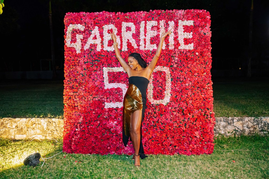 Gabrielle Union In A Red Donna Karan Dress On HelloBeautiful