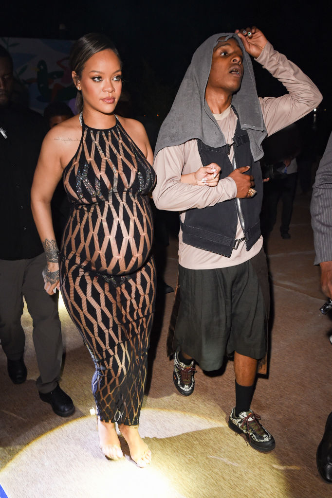 Rihanna Shows Off Baby Bump in Matching Denim Outfit With A$AP Rocky