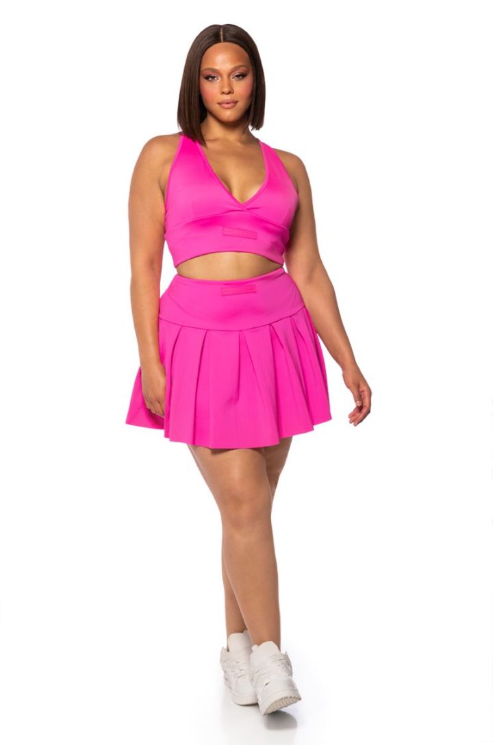 Paxton Luxe Longline Bra Top In Neon Pink