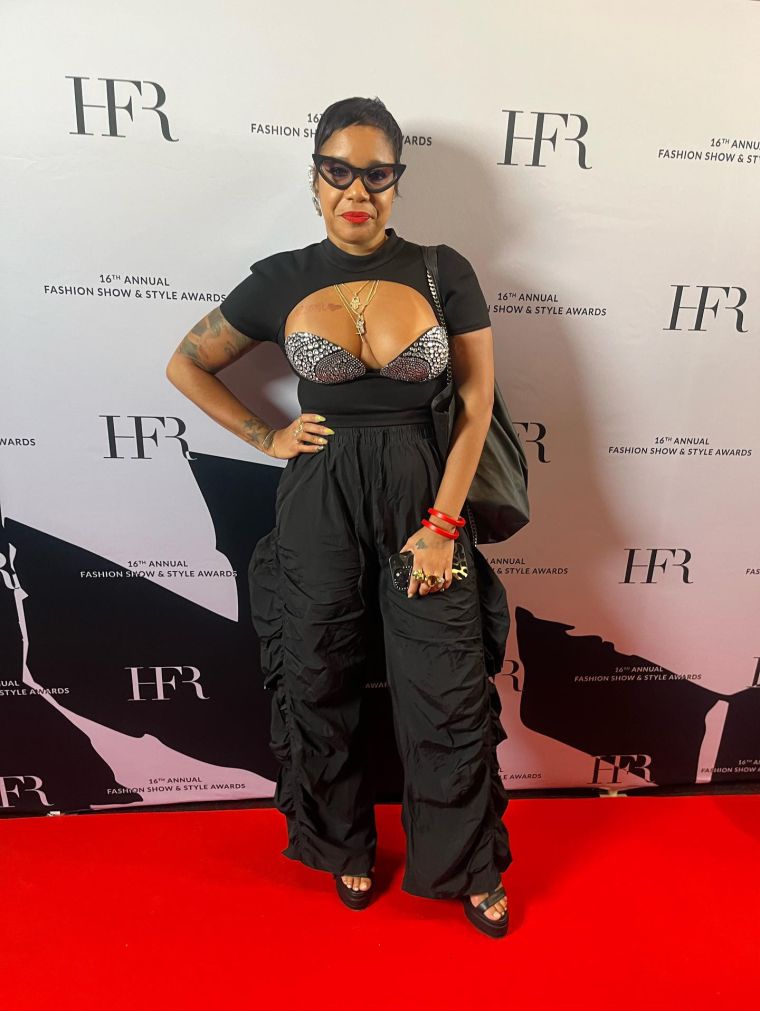 Style Note: Match a baggy bottom with a form-fitting top.