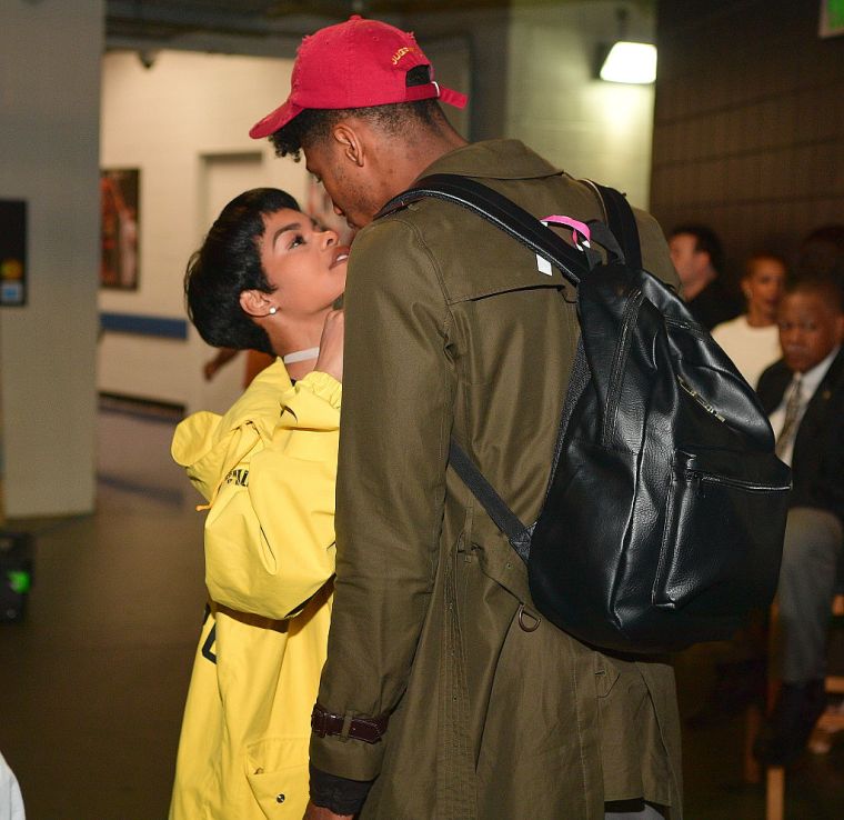 Teyana Taylor and Iman Shumpert at the Cleveland Cavaliers vs Atlanta Hawks Postgame show, 2016