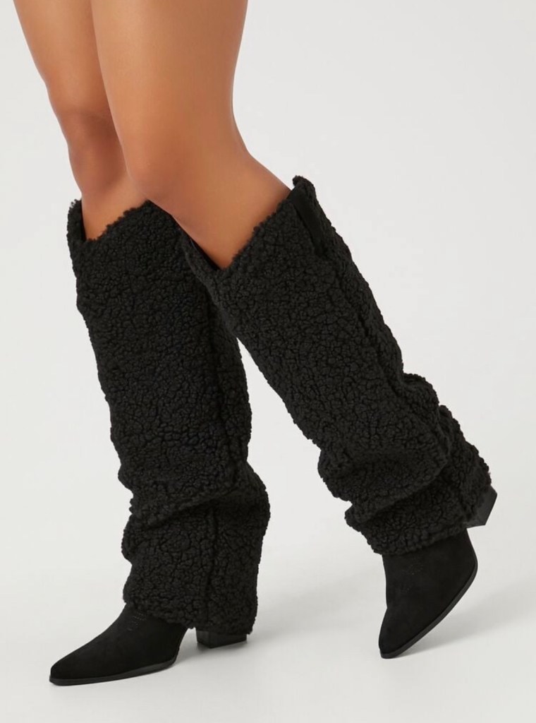 Faux Shearling Block Heel Boots