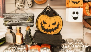 Store with Halloween decorations Pumpkins