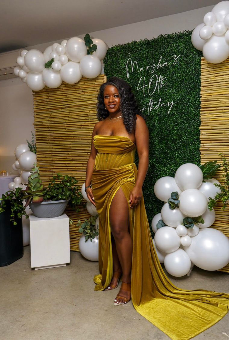 Miss Circle's Priya Gold Draping Corset High Slit Velvet Gown