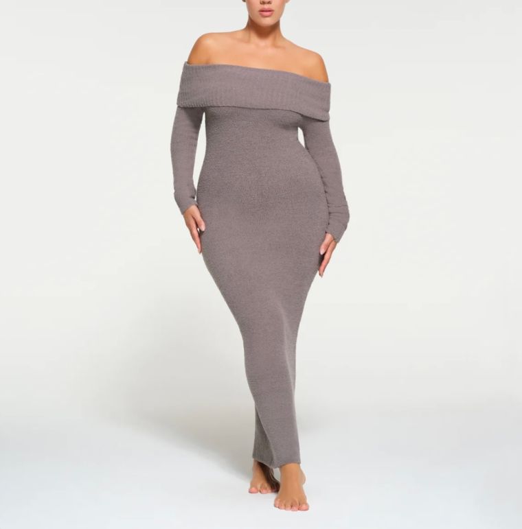 Off-the-Shoulder Sweater Dress