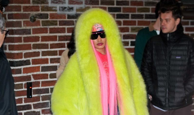 nicki minaj fur Celebrity Sightings In New York City - December 11, 2023