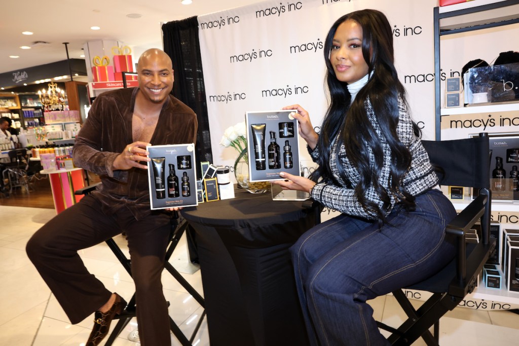 Dorion Renaud and Vanessa Simmons attend the BUTTAH Meet & Greet at Macy's Herald Square