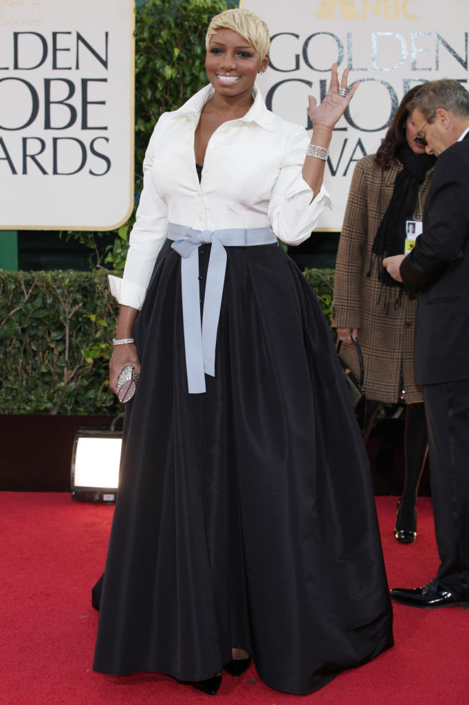2013 Golden Globe Awards - NeNe Leakes blonde hair black and white dress