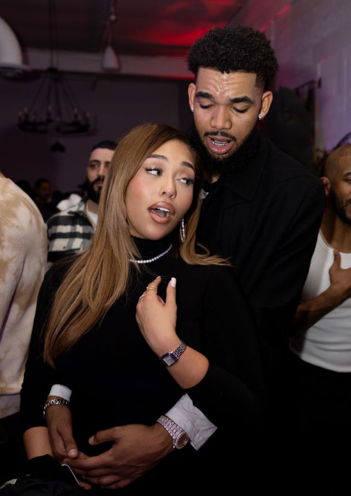 Jordyn Woods and Karl Anthony Towns get cozy on the dance floor.