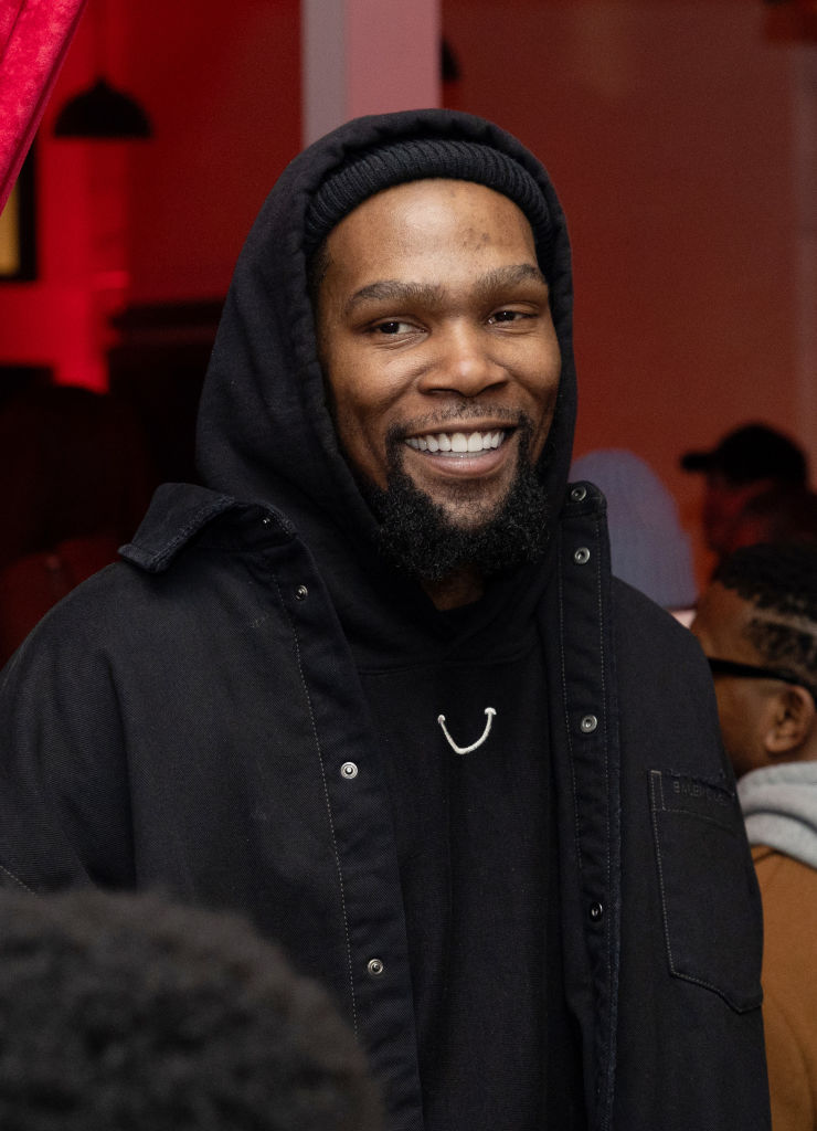 Kevin Durant stops by in the denim trend.