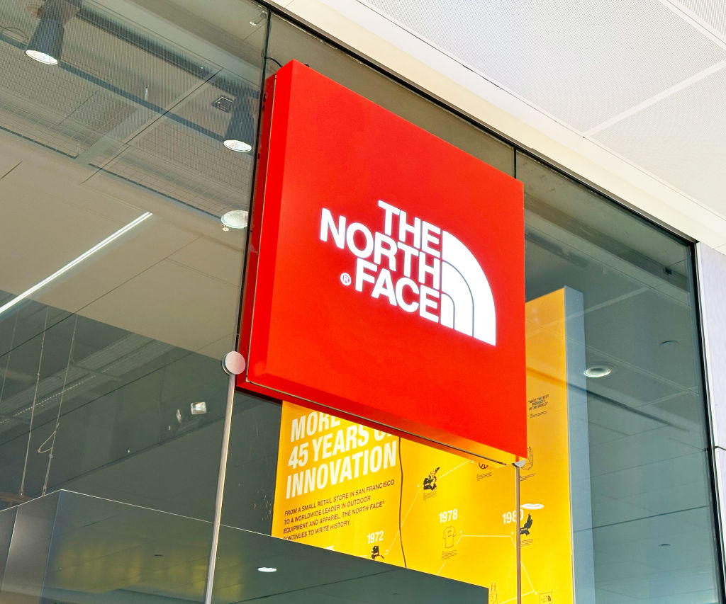 Westfield London Shopping centre, The North Face store sign