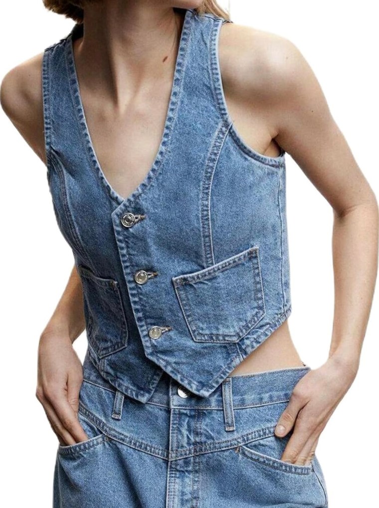 Y2K Button Down Denim Vest
