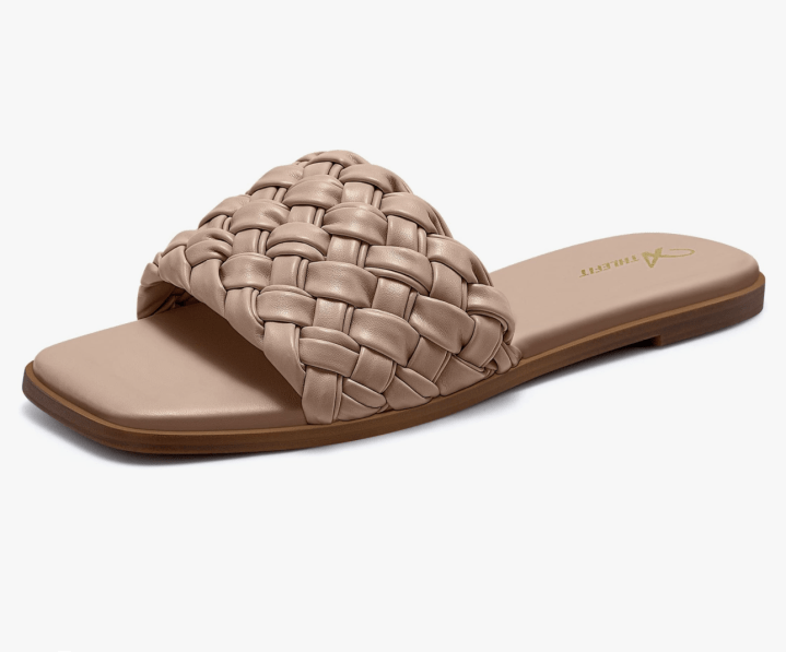 Square Open Toe Sandals Summer Casual Braided Slides