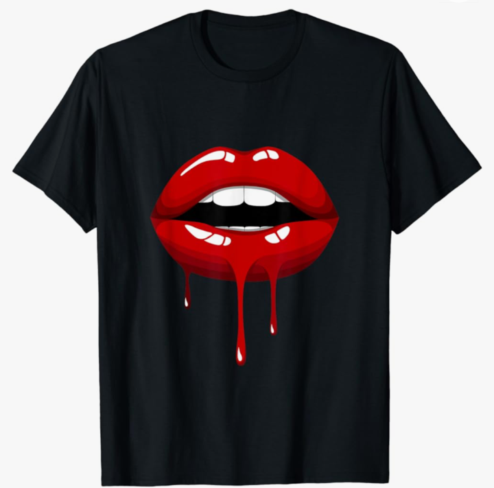 Red Lips Short Sleeve Graphic Design T-Shirt