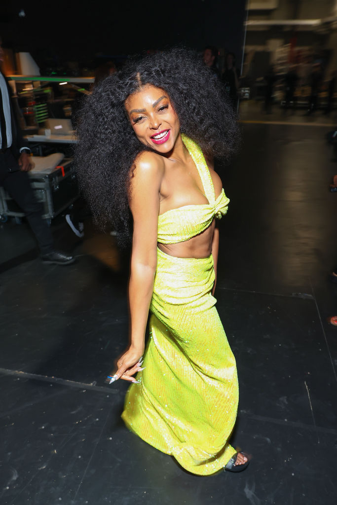 Taraji and lime green go together. Real bad.