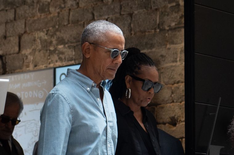 The Obamas on a stroll through Barcelona