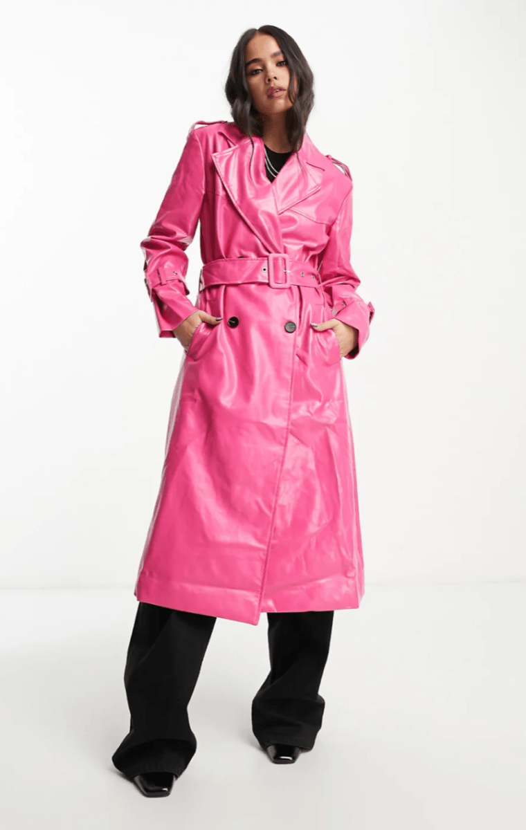 Extro & Vert maxi trench coat in hot pink