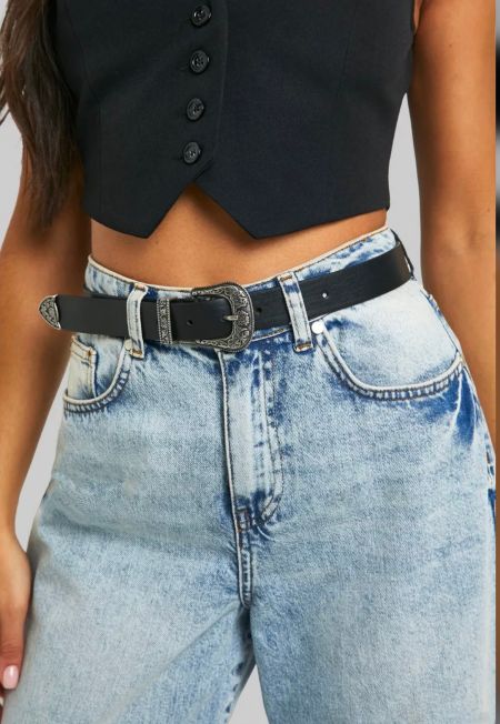 Black Western Buckle Belt