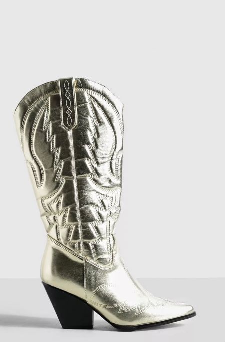 Metallic Knee High Western Cowboy Boots