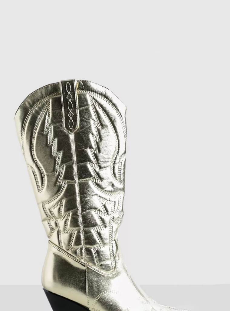 Metallic Knee High Western Cowboy Boots