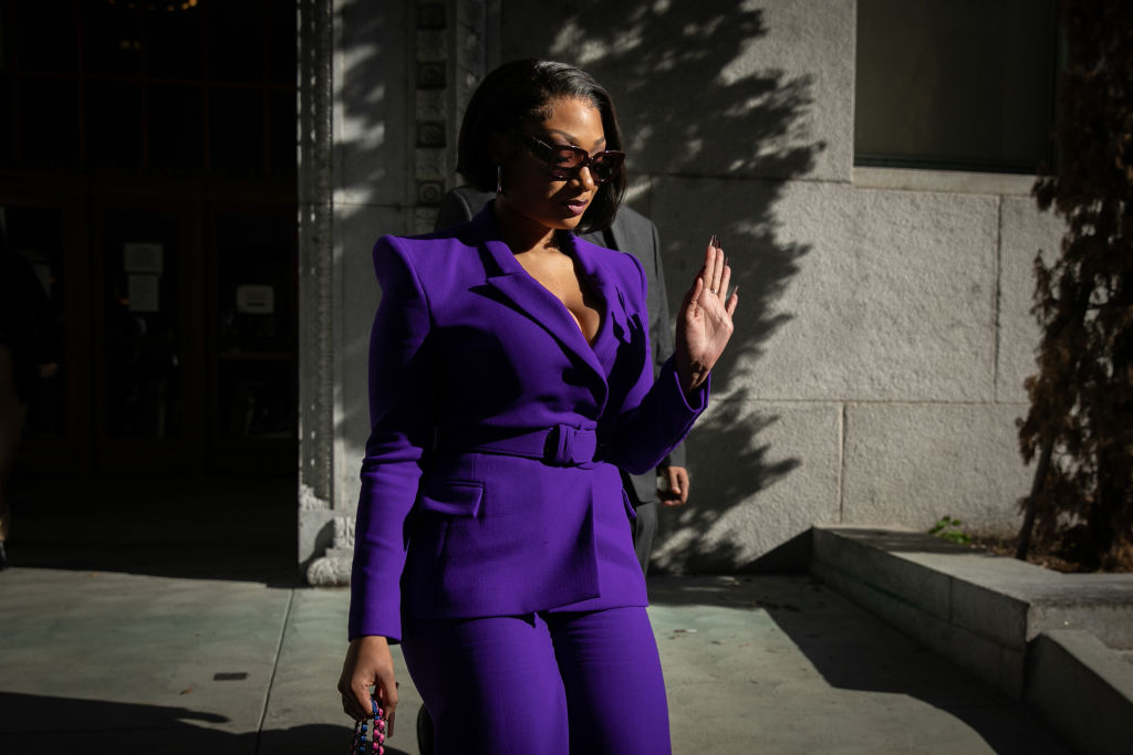 Megan Thee Stallion whose legal name is Megan Pete arrives at court to testify in the trial of Rapper Tory Lanez for allegedly shooting her