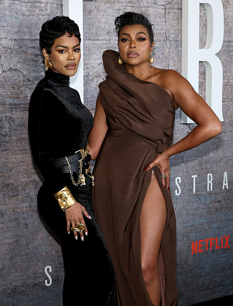 Teyana Taraji Sherri fashion looks at Straw press tour "Tyler Perry's Straw" New York Screening