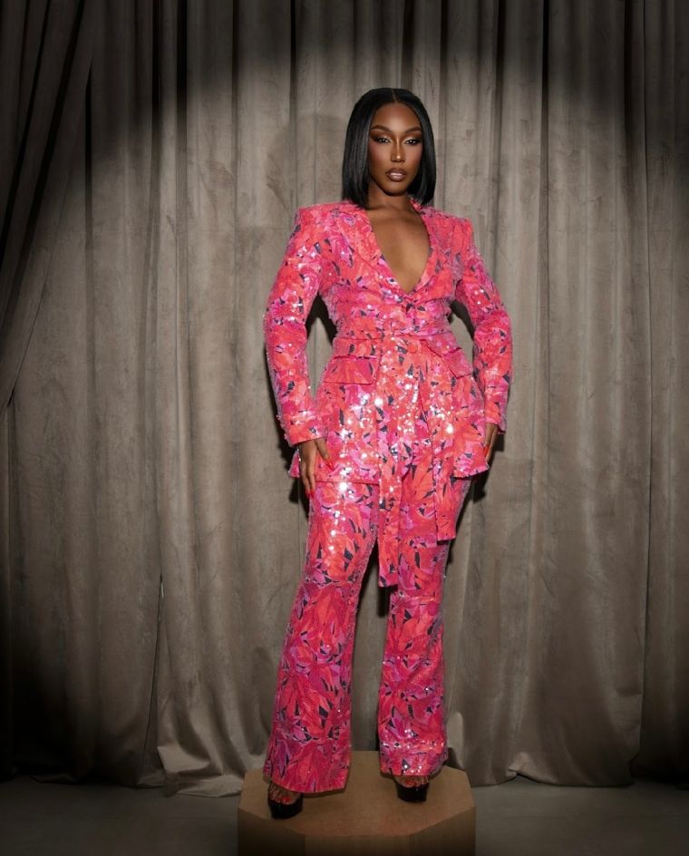 Kalina Coral Multi Sequin Pants