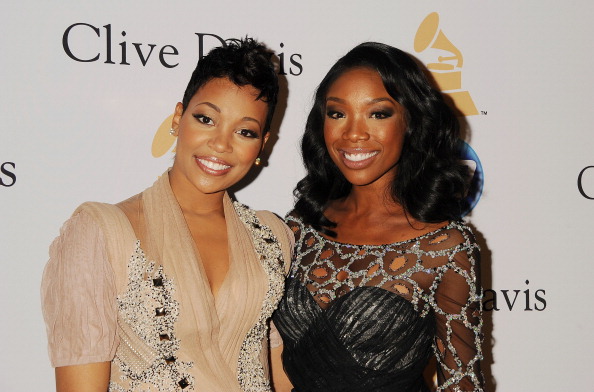 Brandy and Monica at Clive Davis And The Recording Academy's 2011 Pre-GRAMMY Gala - Arrivals