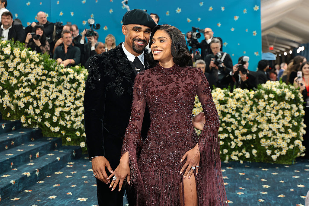 Jalen Hurts and Bry Burrows - 2025 Met Gala Celebrating "Superfine: Tailoring Black Style" - Arrivals
