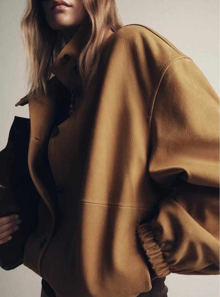 Brown Leather Bomber Jacket