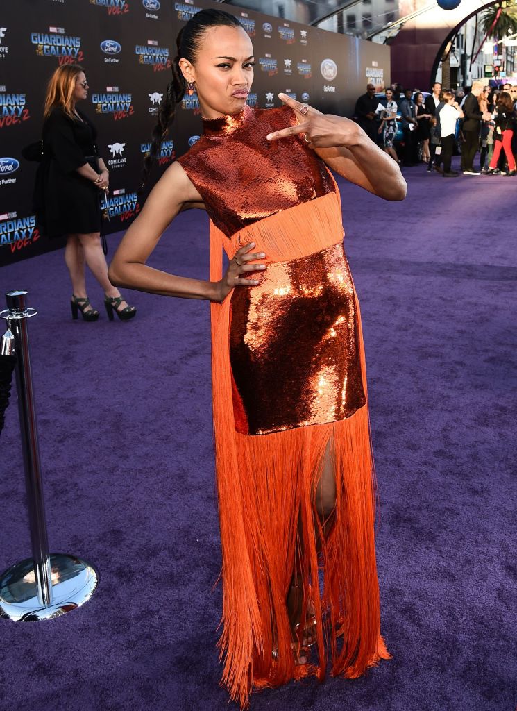 Zoe Saldana at 'Guardians of the Galaxy Vol. 2' film premiere, Arrivals, Los Angeles, USA - 19 Apr 2017