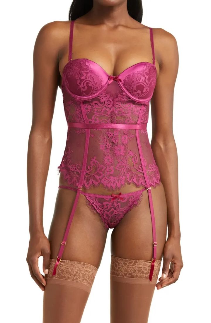 Lace Underwire Bustier & Tanga Set - Seven ‘til Midnight ($34.97)