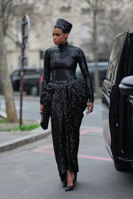 Full Sequin Drama With A Couture Hat