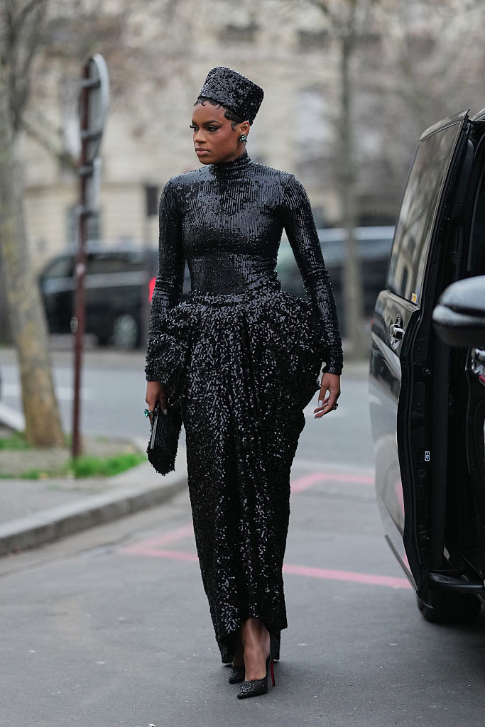 Full Sequin Drama With A Couture Hat