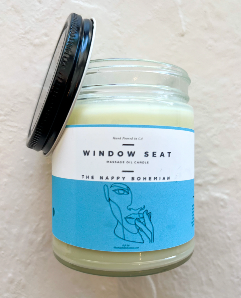 The Nappy Bohemian Window Seat Massage Oil Candle (White Sage + Lavender)