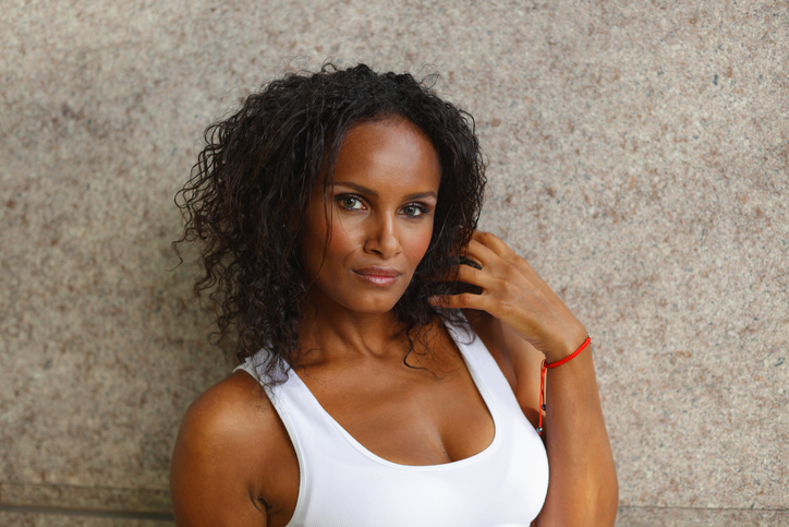 Attractive woman with wavy hair